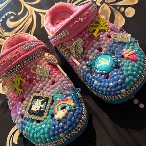 Little Girl’s Custom Fur-Lined Crocs💎🍭💕🌈